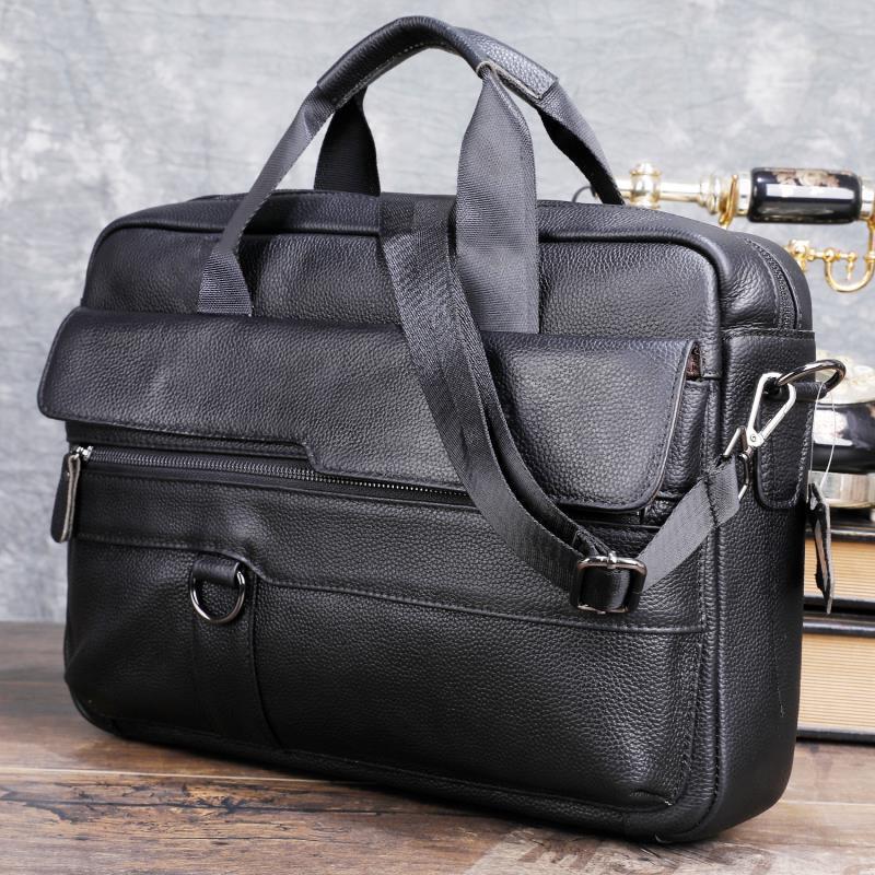 Men Accessories Bag - Large Men's Genuine Leather Handbag for