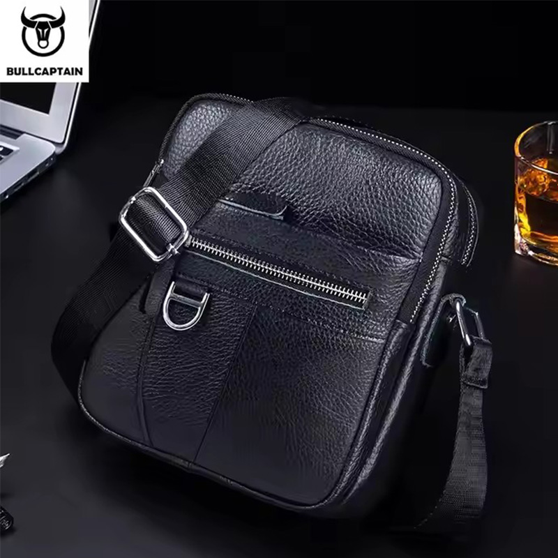 Men Accessories Bag - BULLCAPTAIN Mens Leather Messenger Bag Retro