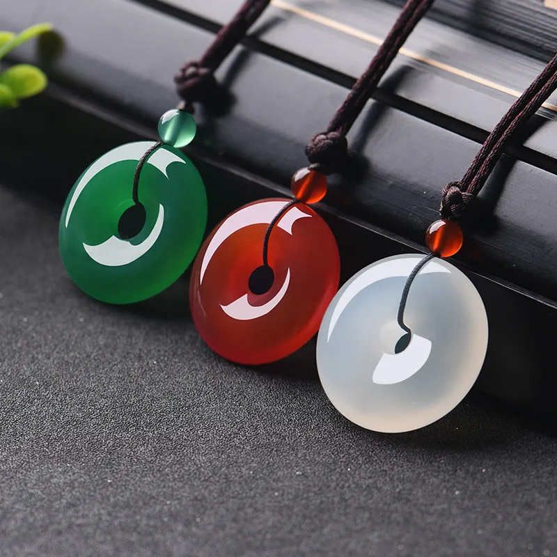 Men Accessories Pendant - Natural Multicolor Jade Doughnut Pendant Agate