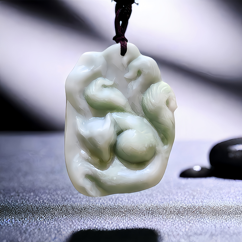 Men Accessories Pendant - Natural Real Jade Fox Pendant Necklace