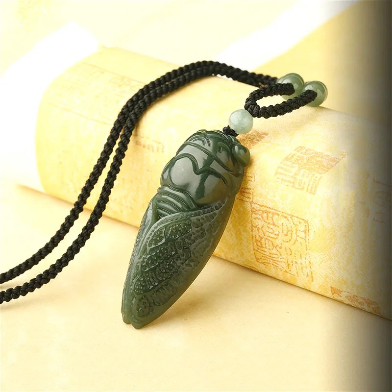 Natural Hetian Jade Cicada Pen - Men Accessories Pendant 评论和价格