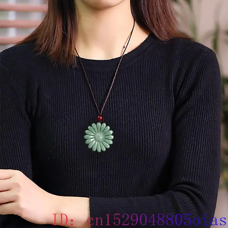 Green Jadeite Sunflower Pendan - Men Accessories Pendant 评论和价格