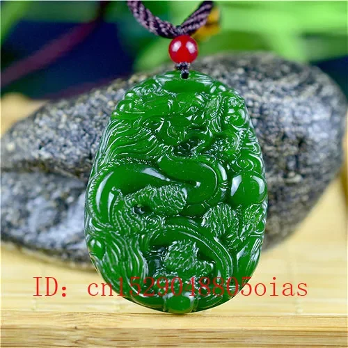 Natural Green Chinese Jade Dra - Men Accessories Pendant 评论和价格