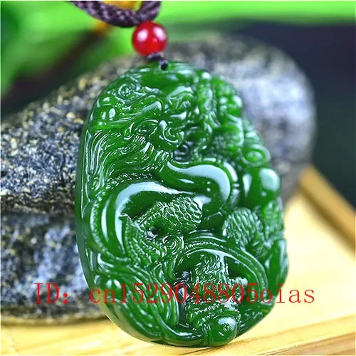 Natural Green Chinese Jade Dra - Men Accessories Pendant 评论和价格