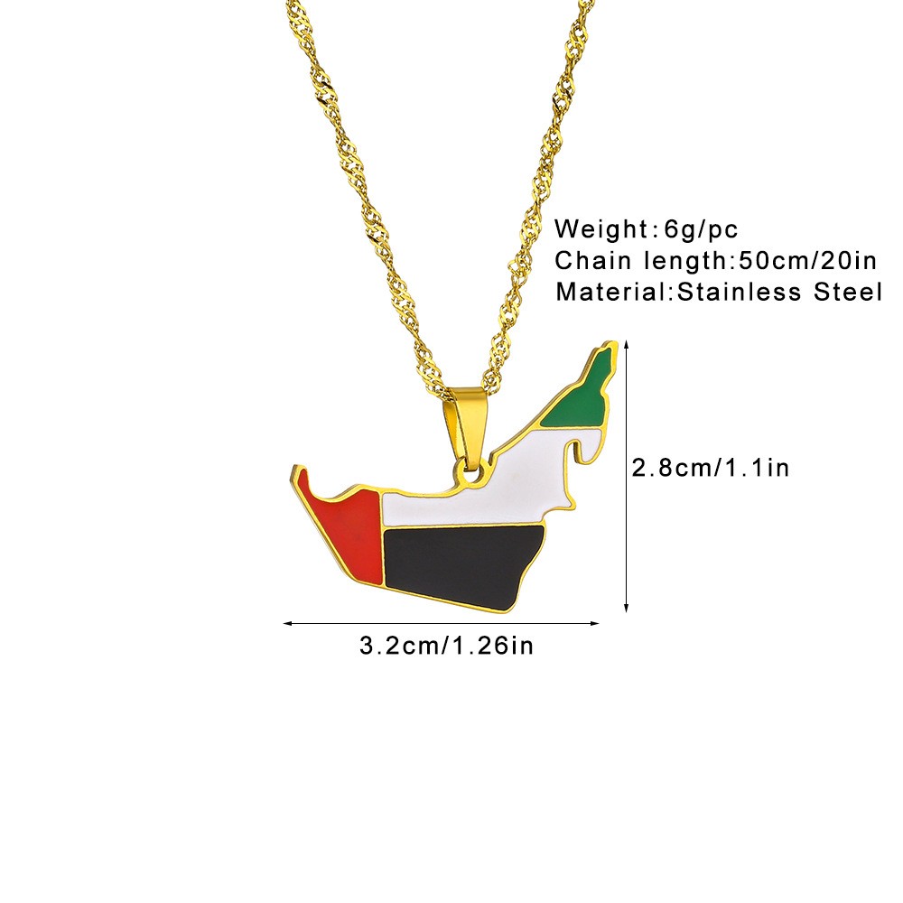 Enamel UAE Map Flag Pendant Ne - Men Accessories Uae 评论和价格