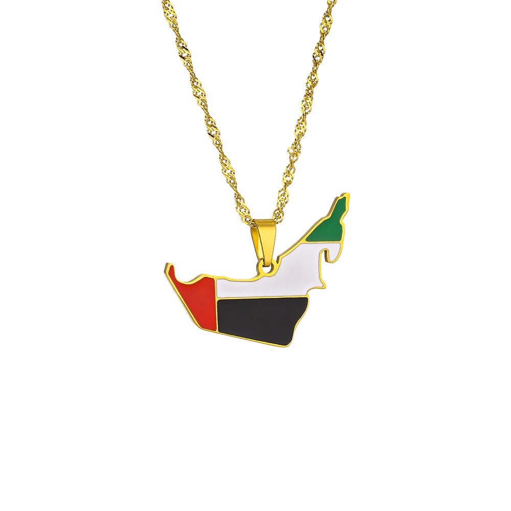 Enamel UAE Map Flag Pendant Ne - Men Accessories Uae 评论和价格