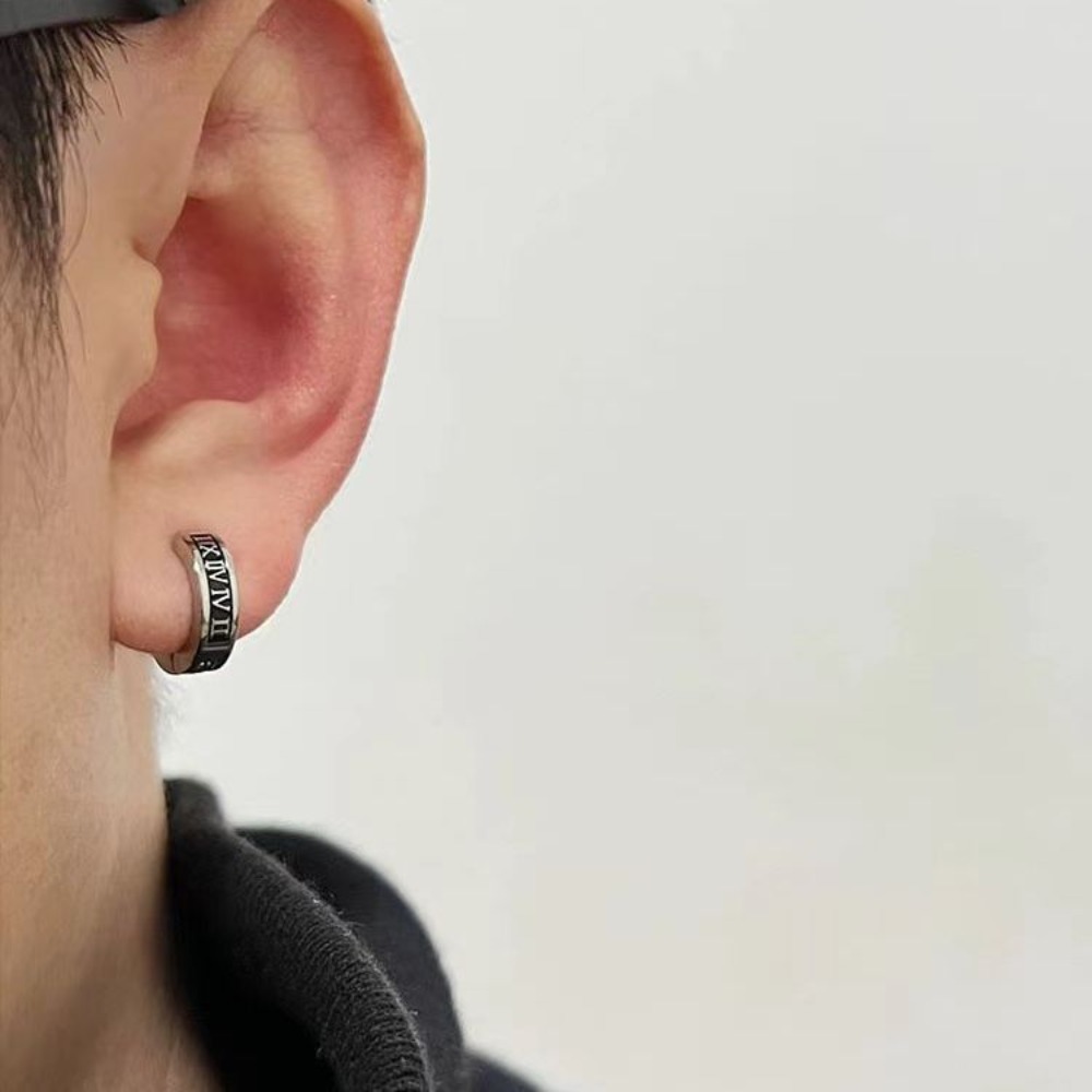 1pair Retro Roman Numeral Ear  - Men Accessories Look 评论和价格