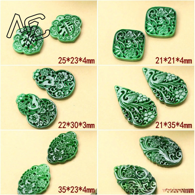 2pcs DIY Natural Dry Green Eme - Men Accessories Pendant 评论和价格
