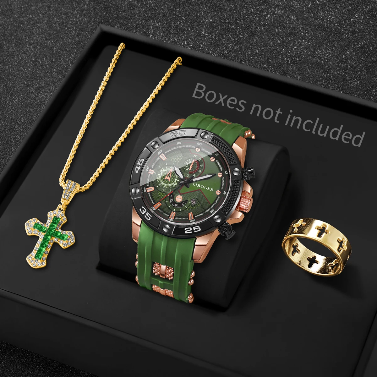 3PCS Fashion Male Sports Watch - Men Accessories Gadgets 评论和价格